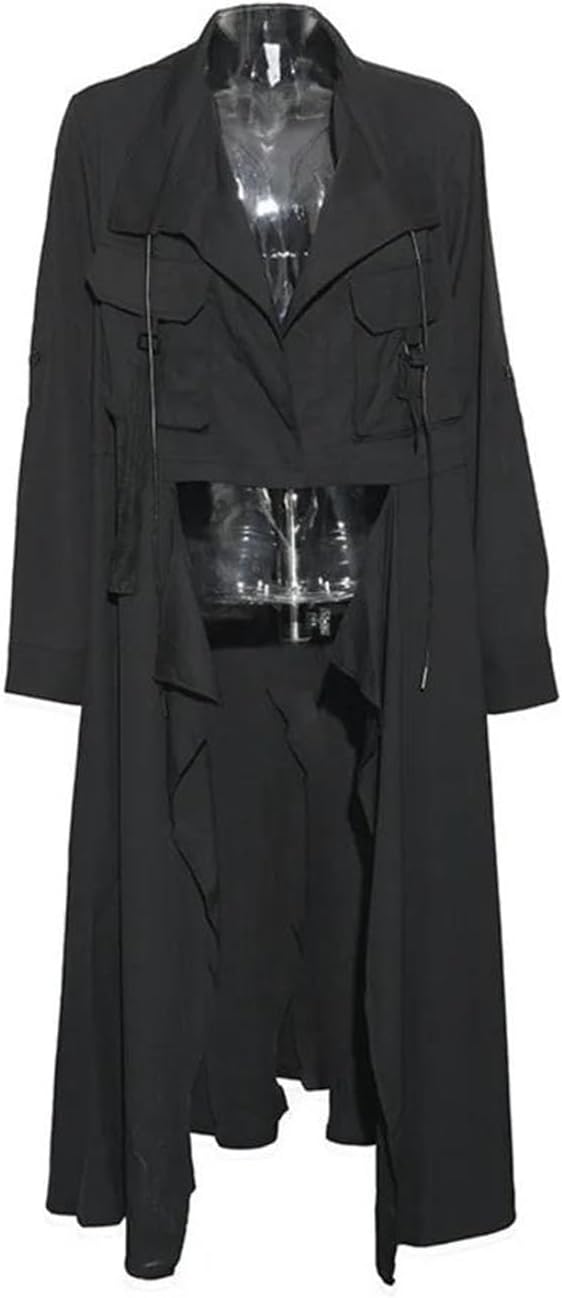 Women Long Trench Big Size V-Neck Long Sleeve Loose Fit Spring Autumn Coat