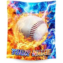 Baseball Blankets for Boys - Customize Sports Blanket - Comfy Cozy Flannel Throws for Couch, Room Decor 4 Sizes