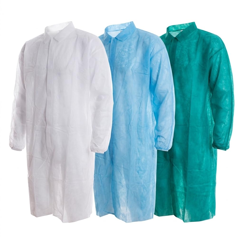 100 Batas desechables de polipropileno PP 35g 3XL 120x150 cm transpirables, EPI categoría I, uso sanitario, estética, veterinaria y limpieza profesional (Azul claro)