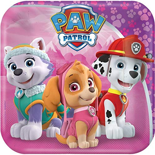 amscan Paw Patrol Pink 8 Small Plates, Multicoloured