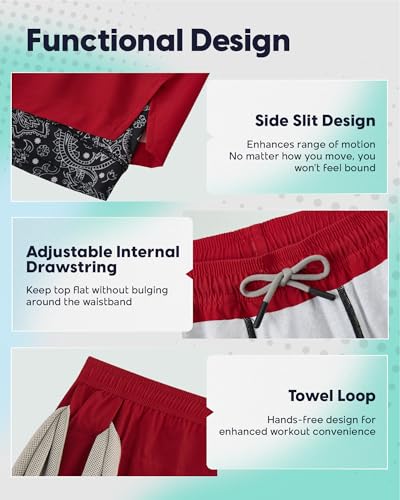 Image of maamgic Mens Workout Shorts 2 in 1 Stretch 5 inch / 7 inch Gym Shorts Running Shorts with Compression Liner Zip Pocket