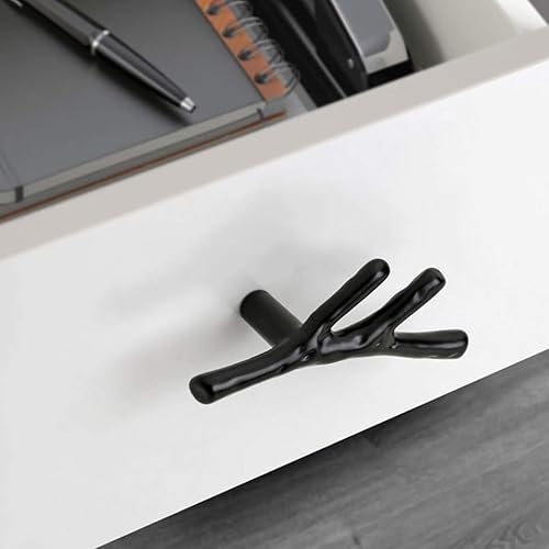 Miniatura 4 de 10 pomos vintage de rama de árbol para gabinete, manija de cajón de aleación de zinc de un solo agujero, para casa de campo, cabaña, casa de