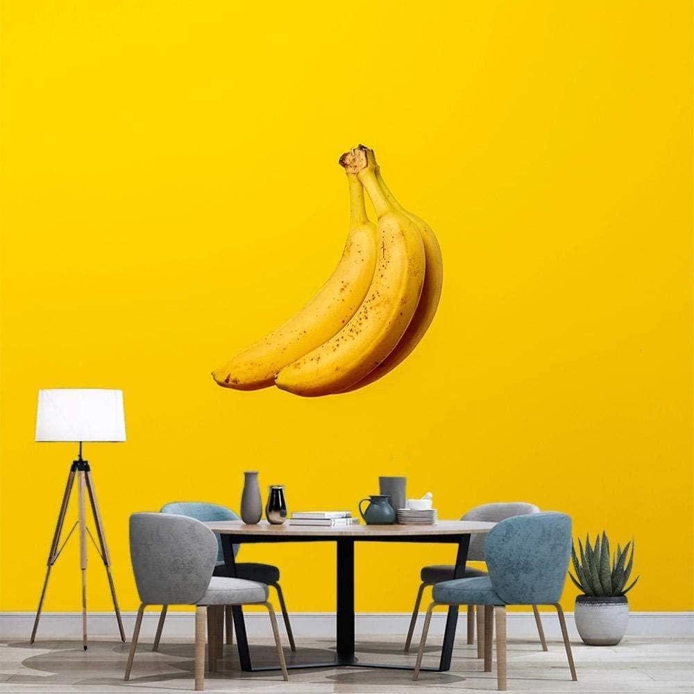 Amazon Hxcok 3d壁の壁画バナナパターン壁紙黄色の背景リビングルームベッドルームホームインテリアのシンプルな壁紙 4x260cm 壁紙