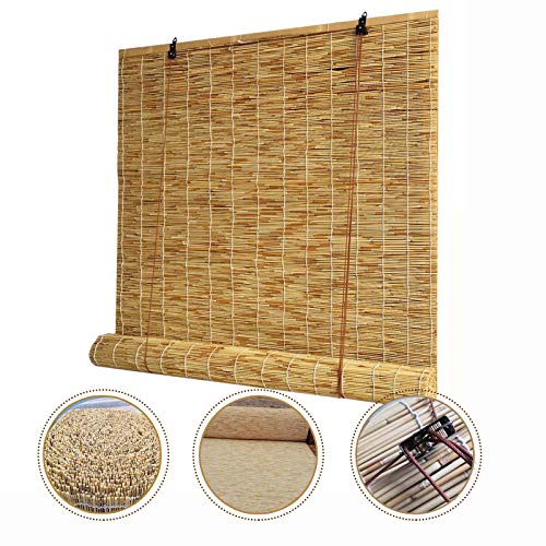 Jolan Handgewebter Natürlicher Schilfvorhang,wasserdichte Retro-Bambusrollos Für Fenster,Raffrollo Rollläden Für Rollos,Maßgefertigte Strohjalousien,Für Innen/Außen/Balkon,83x86cm/32.7x34in