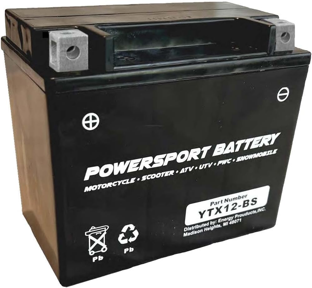 Workhorse YTX12-BS YUASA High Performance Powersport Battery, Sealed AGM, 12 volt, 10Ah for Motorcycle, ATV, UTV, Seadoo, Polaris, Boat, Scooter, Jet Ski, RZR, Harley Davidson.