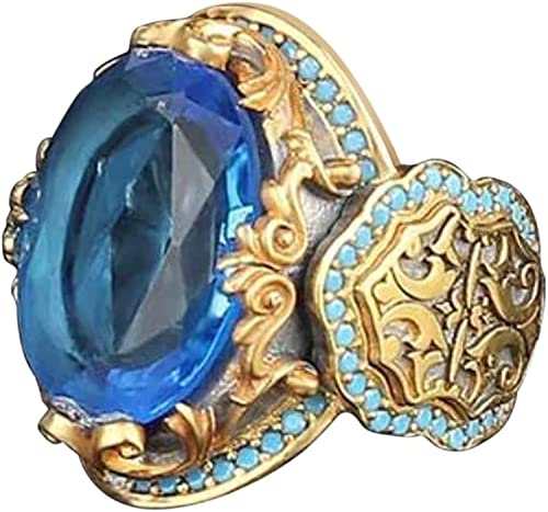 Piedras preciosas que venden Joyas con patrón de anillo azul chapado en oro Anillos
