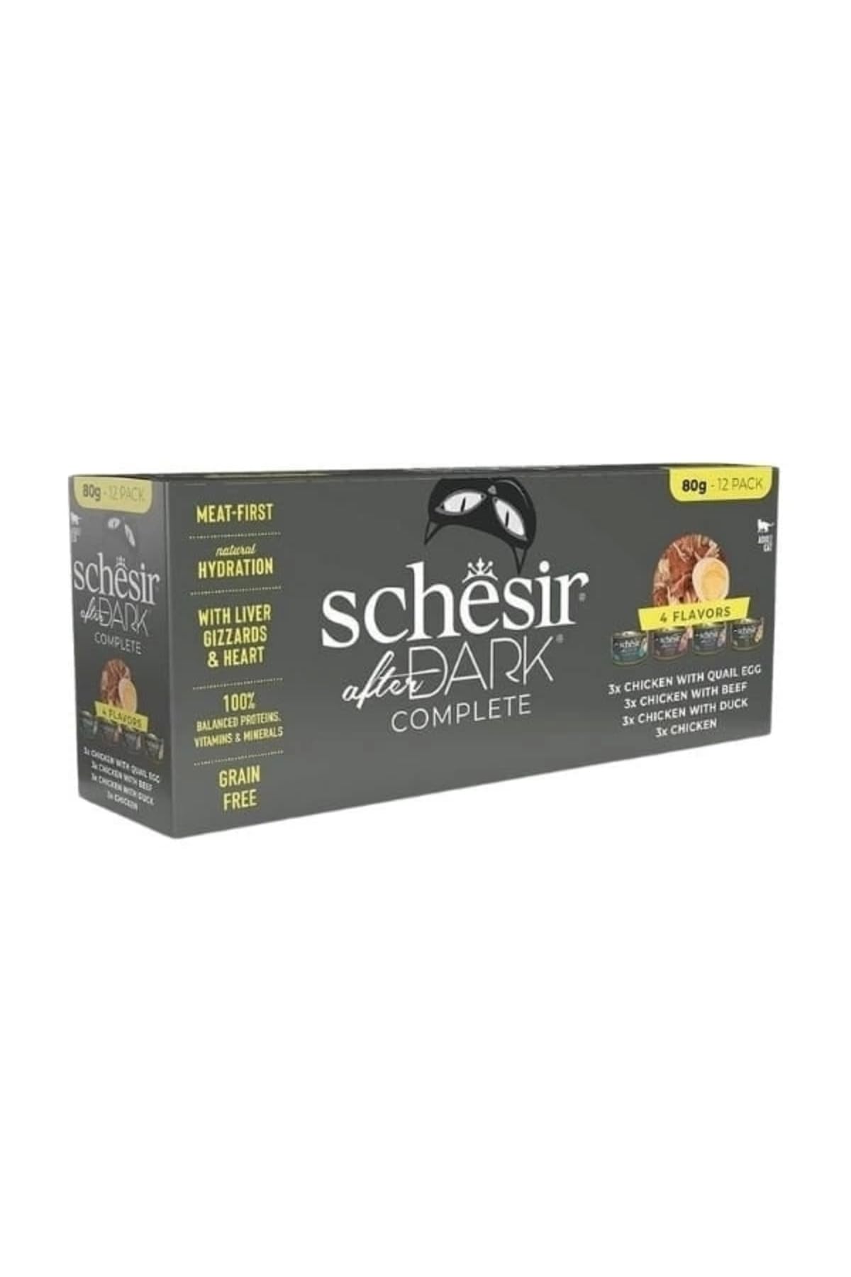 Schesir After Dark Et Suyunda Karışık Lezzetler Yetişkin Konserve Kedi Maması 12 Adet 80 Gr