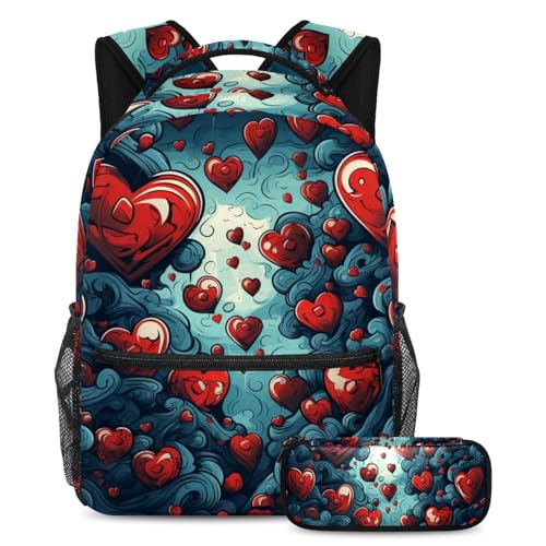 Sac à dos War of Red Hearts 25 avec sa trousse pour une rentrée sereine