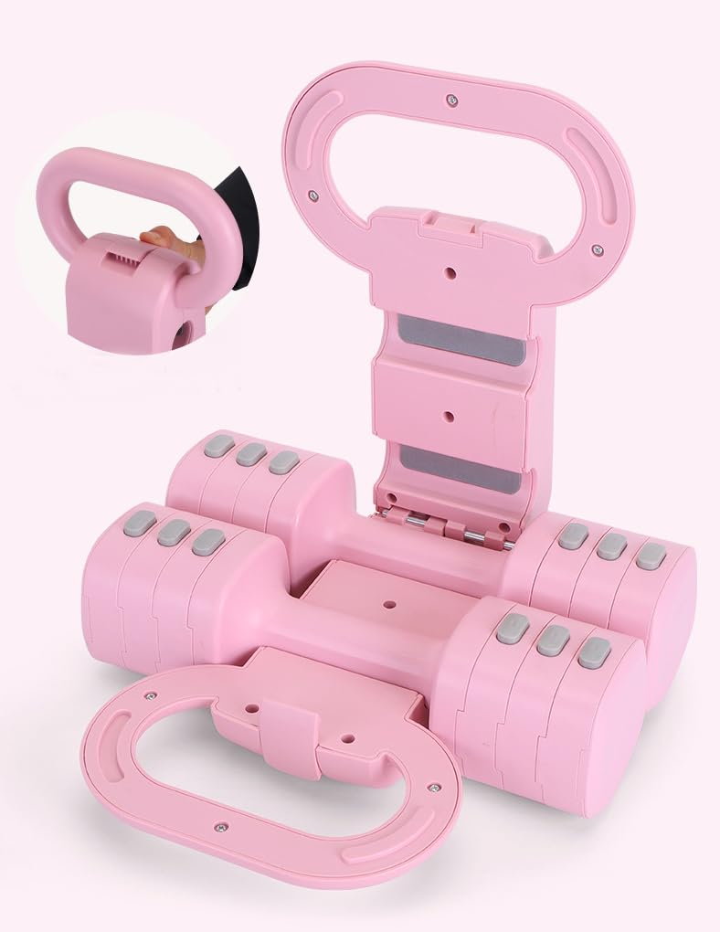 ZhaoCo Set di Manubri Regolabili 2 in 1, Convertibile in Kettlebells, 4 in 1 Peso: 1/1,5/2/2,5kg ciascuno, Pesi liberi per Allenamento Casa/Donna, con Regolazione Rapida