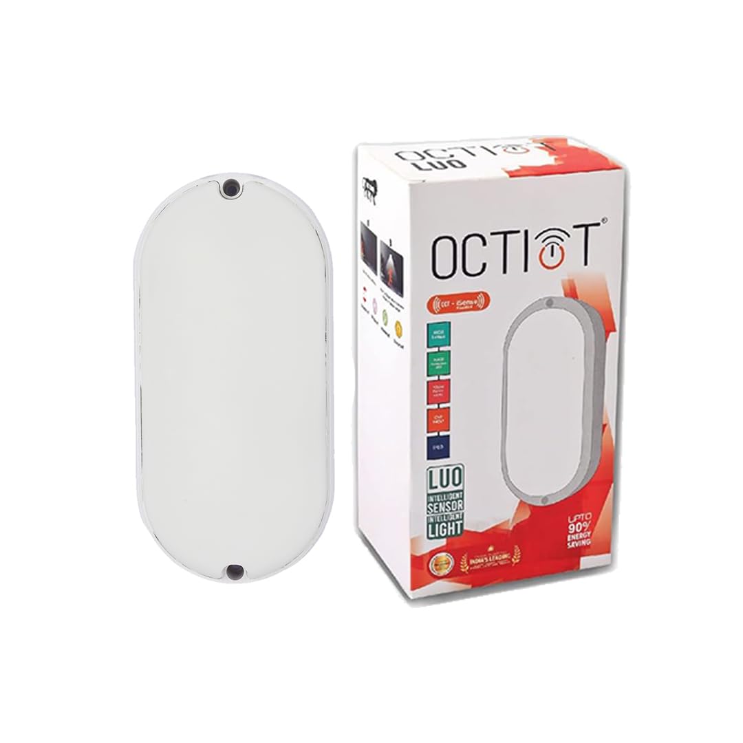 OCT-XLUO Outdoor Motion Sensor Bulkhead Light | IP65 20W Auto on/Off Bulkhead Light, | CW 6500K Pack of 1