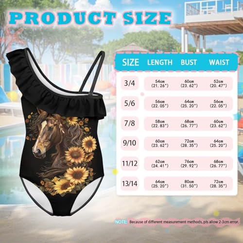 Image of Girls One Piece Swimsuits Size 3-14 Trendy Ruffle Bathing Suit Casual Hawaiian Summer Beach Swimwear