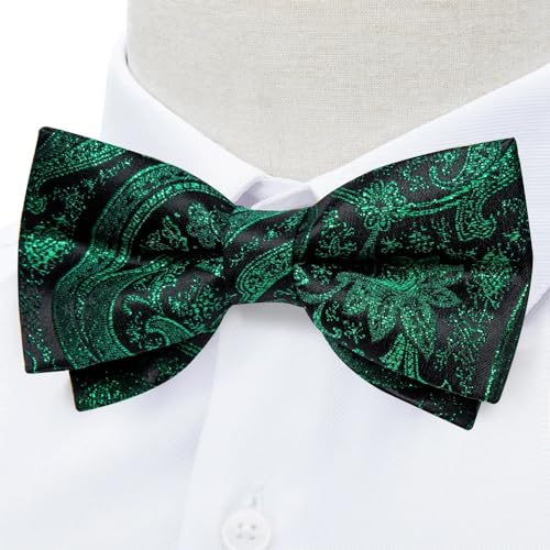 Set de corbata de moño ajustable con pañuelo y gemelos miniatura 4