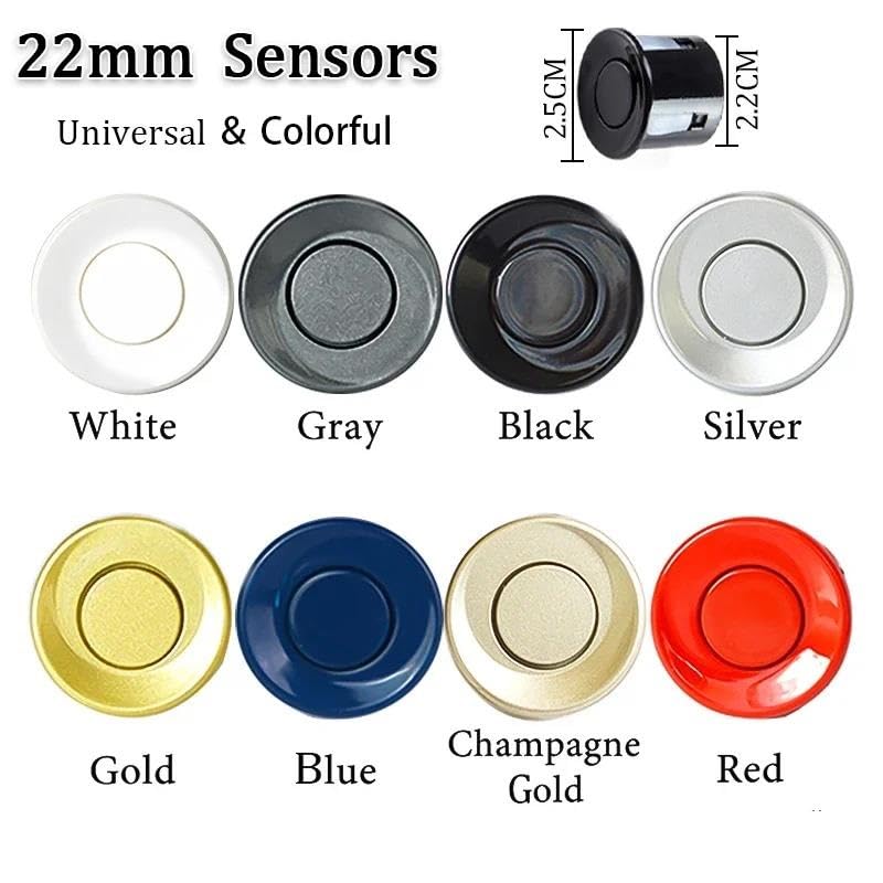 Kit de sensores de aparcamiento para coche con monitor de marcha atrás Parktronic automático de 22 mm, 4 sensores, detector de radar, pantalla de retroiluminación, sensor de aparcamiento (blanco