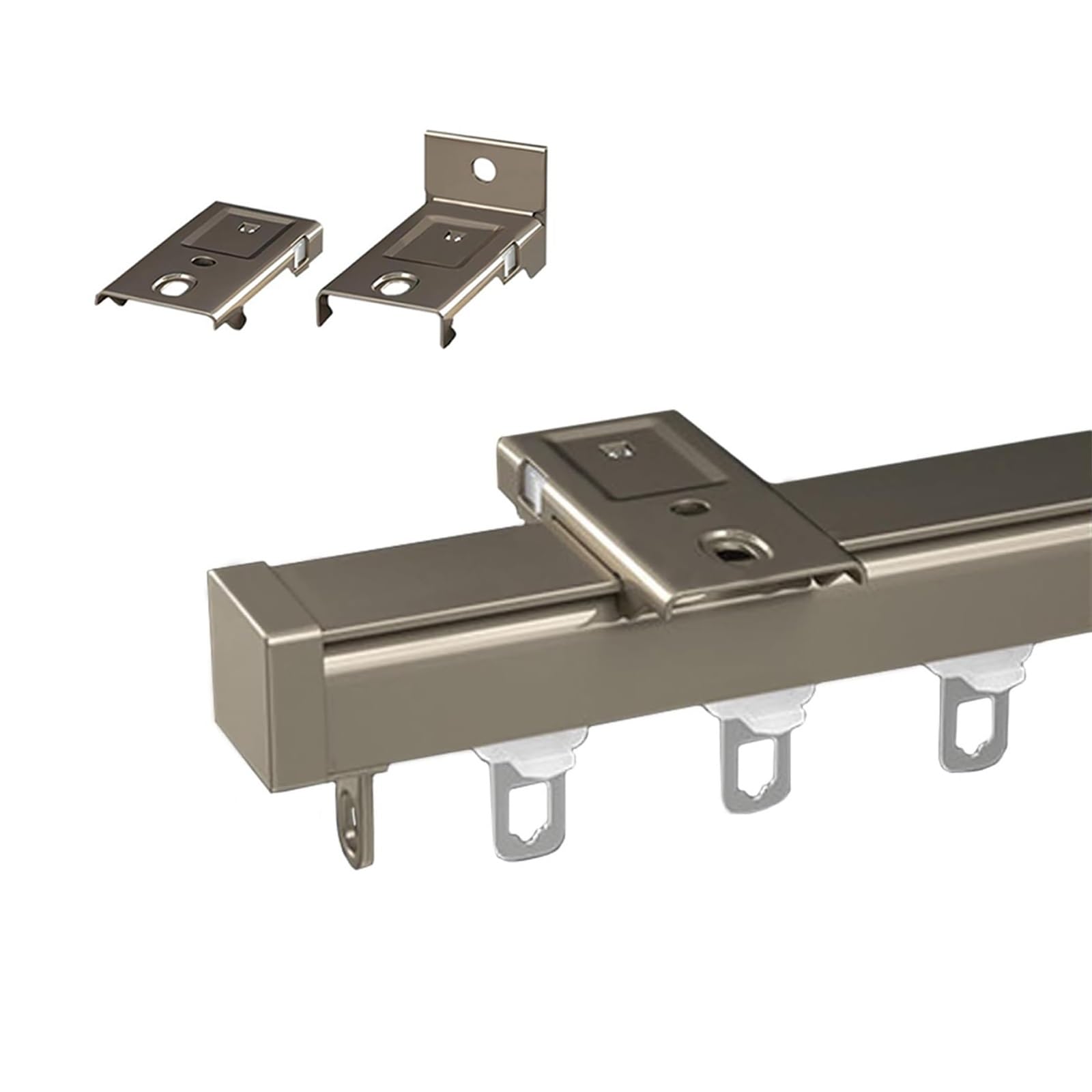 Système de rails à rideaux robustes design champagne mat pour plafond