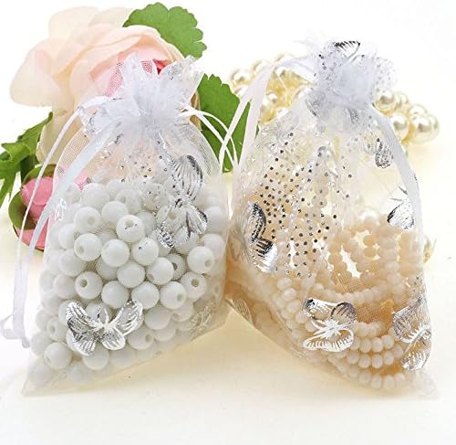 Tovip Wholesale 100PCS Organza Bag Butterfly Design Wedding Pouches Jewelry Packaging Bags (White, 3.5x4.5 (9x12cm)) - Image 4