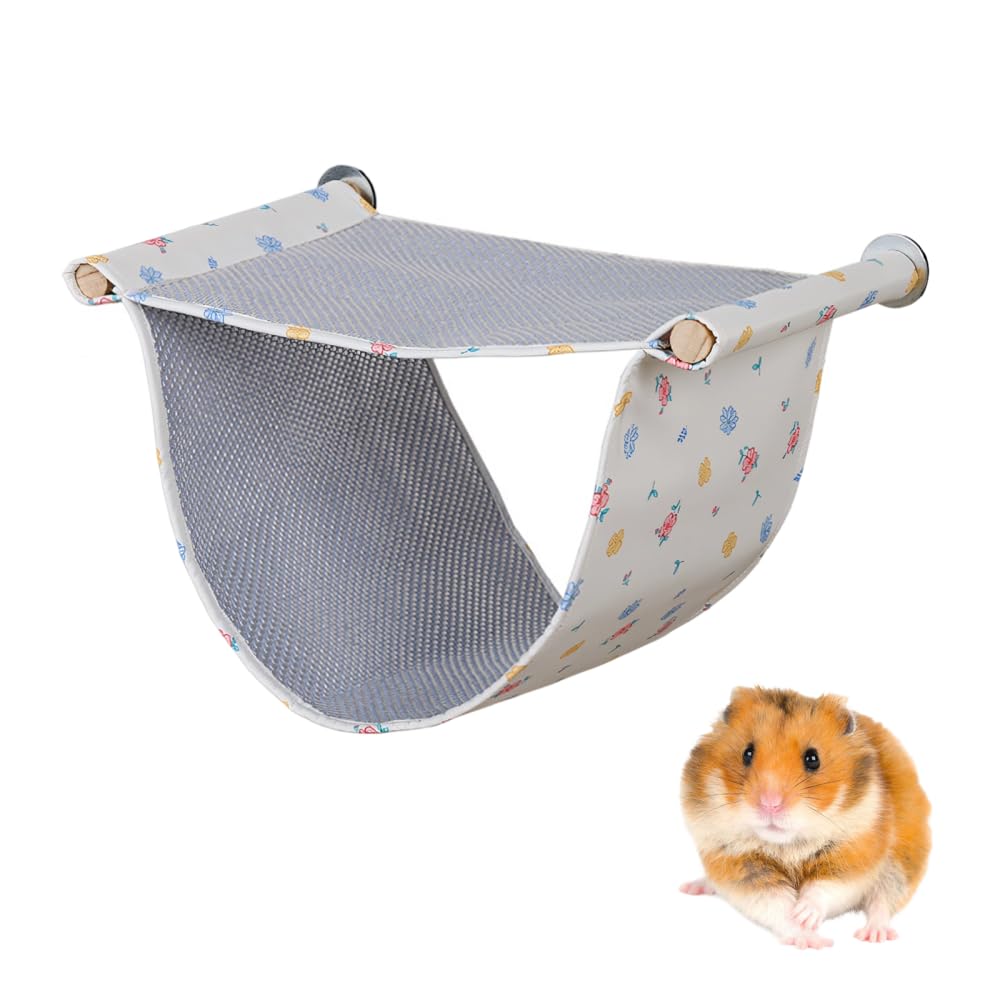 DONGKER Small Animal Hammock, Double Layer Ice Silk Ferret Cooling Bed for Hamster Guinea Pig Chinchilla Rat Parrot Playing Sleeping Summer Rest