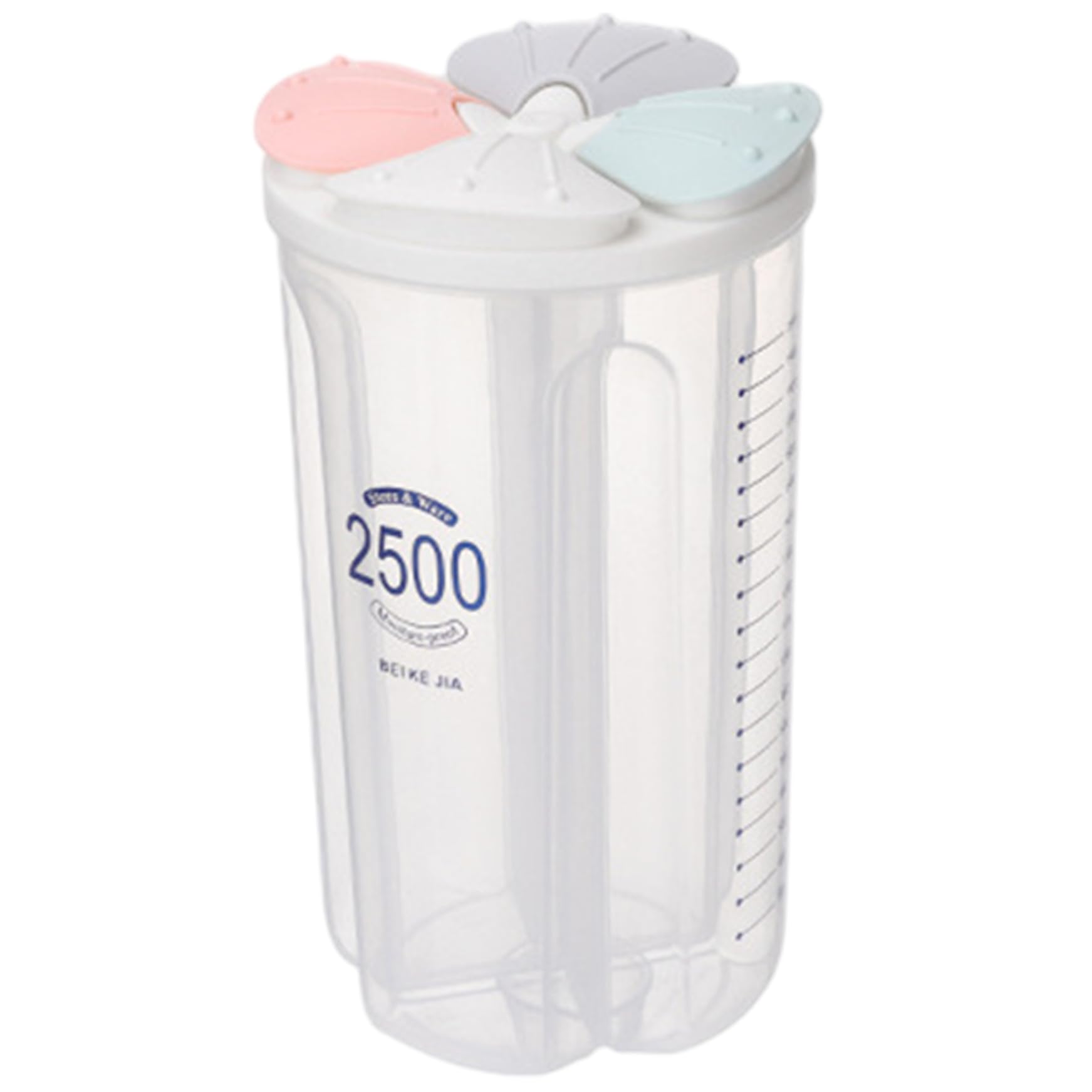 Takingup Assorted Color Cereal Containers Storage 2500Ml 4 Grid Clear Plastic Dispensers With Airtight Lids Keeps Food Fresh, Rice Dispenser