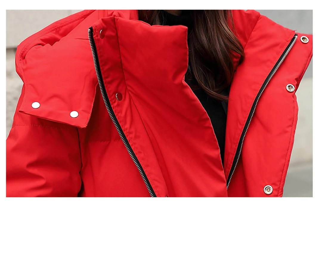 Suwequest Piumino invernale resistente al freddo uomo donna lungo inverno caldo moda parka, Rosso, XXL
