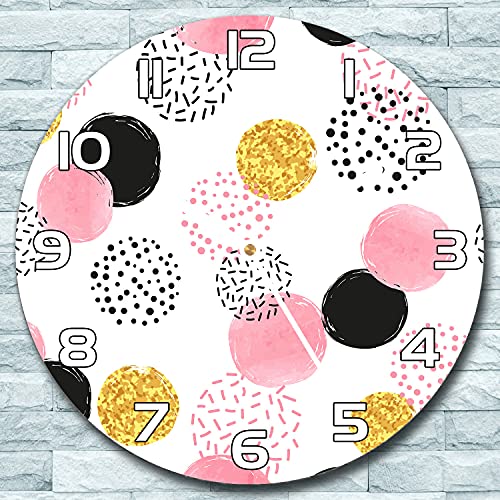Horloge en verre murale design 30 cm points géométriques pour salon