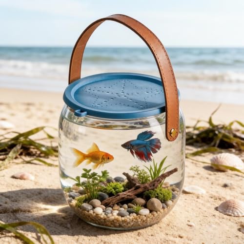 Acuario portátil para peces betta y transporte de conchas marinas 4