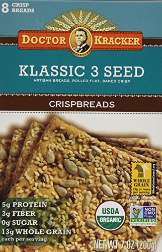 Doctor Kracker Klassic 3 Seed Organic Crispbreads, 7-Ounce Boxes (Pack of 2)