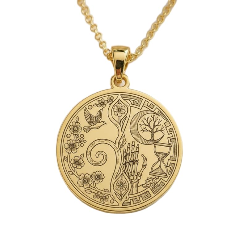 Collier pendentif Mandala en argent sterling 925 plaqué or avec chaîne 45 cm