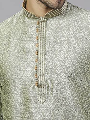 Image of Rajubhai Hargovindas Men's Jacquard Work Kurta Set