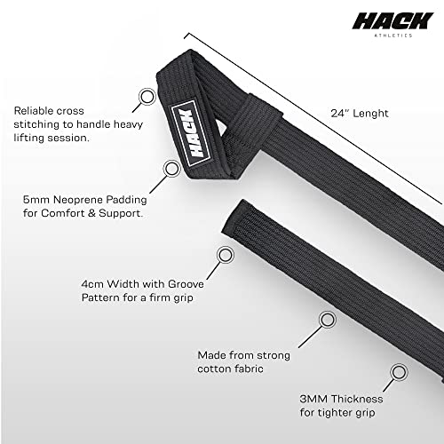 Hack Athletics 24" Weight Lifting Straps, Black, 2 Pack - Image 3