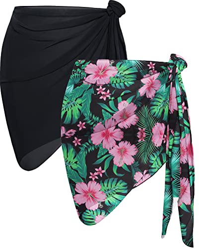 Image of Swimsuit Coverups for Women Sarong Beach Bikini Wrap Sheer Short Skirt Chiffon Scarf for Swimwear