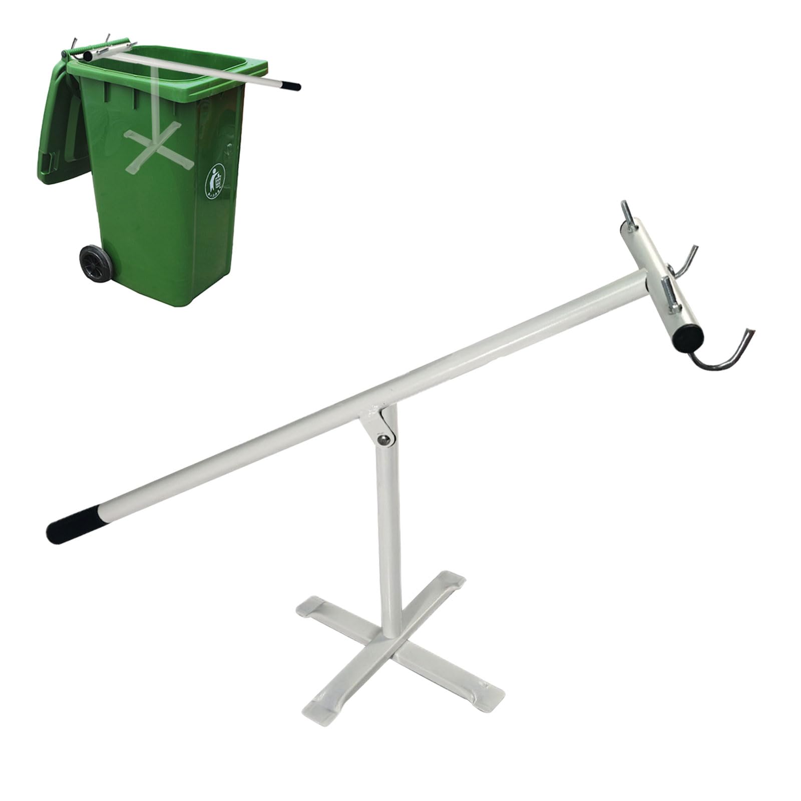 Compacteur manuel pliable avec plaque réglable pour poubelles à roulettes de 120 à 660 l