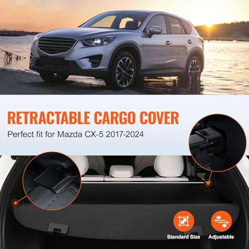 Cubierta de carga retráctil Mazda CX-5 2017-2024: protector de maletero y privacidad 3