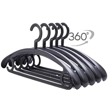 Trrcylp 10 Pack Heavy Duty Plastic Hangers 25lb Capacity Swivel Hook Clothes Hanger Wide Shoulder Non Slip Tough Thick Coat Hanger Black