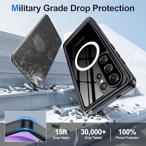 Image of ANTSHARE IP68 Waterproof Case for Samsung Galaxy S26 Ultra [2026] - MagSafe Compatible, Built-in Screen /Lens Protector - Shockproof Full Body Protection for Swimming /Outdoor, Black /Clear