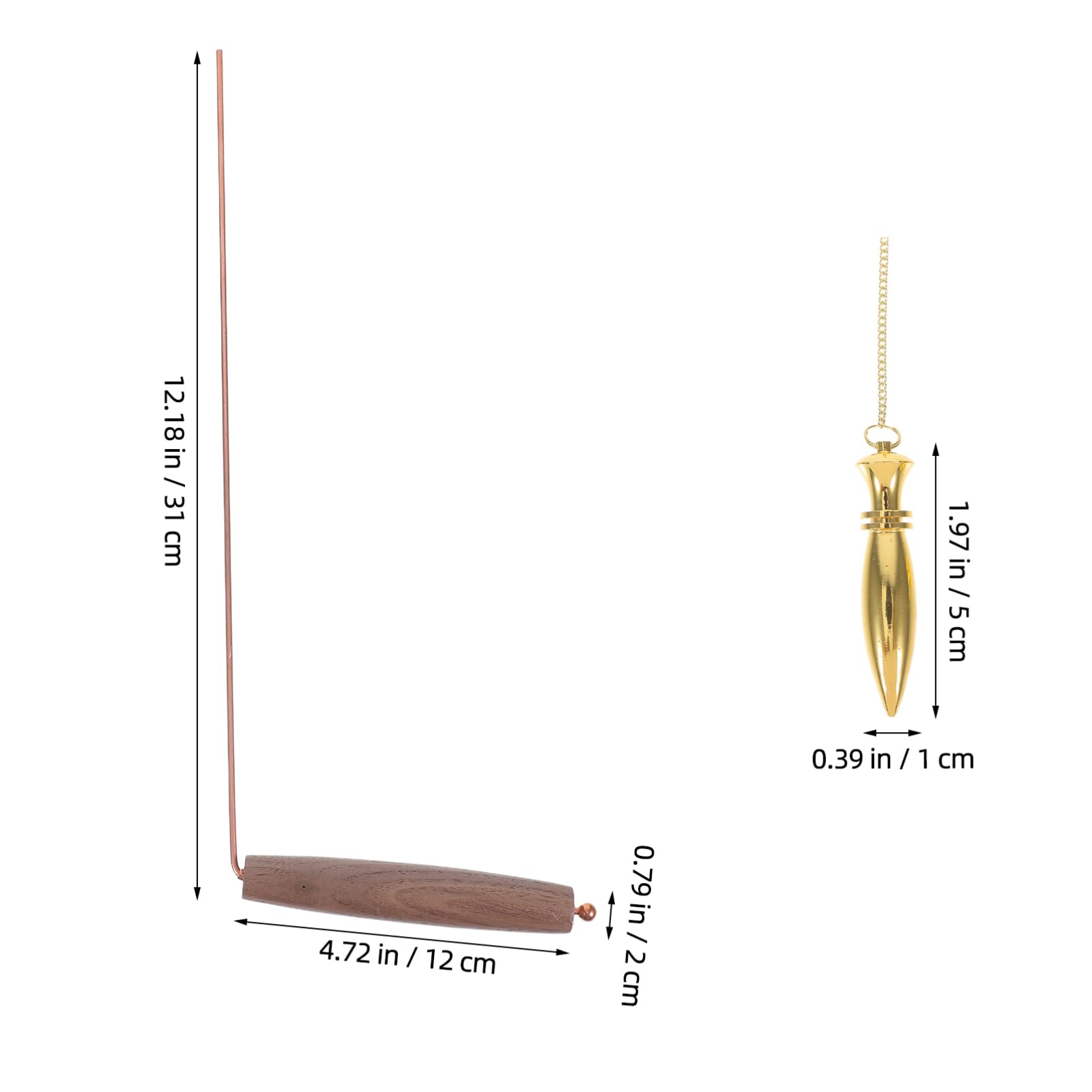 OUNONA Spiritual Divination Tool Portable Dowsing Rod Set Pure Copper Detector Wand for Energy and Distance Measurement