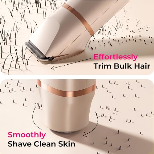Image of Bikini Trimmer for Women with Dual Head - IPX7 Waterproof & Painless Eletctric Razors for Public Hair - Eletric Shaver for Underarm Leg Body (Gold)