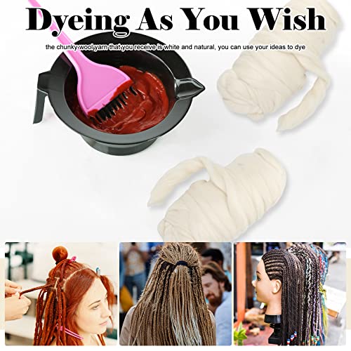 Tigeen Natural Wool Roving For African Hair Braiding 1 Lb 16 Ounce Soft Chunky Jumbo Yarn Undyed Wool Yarn Wool Stuffing Bulk For Knitting Senegalese Twisting Jumbo Braids, Crochet Dreadlocks, White #TOP2