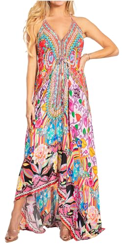 Image of Sakkas Lizi 2025 Womens Maxi High-Low Halter Handkerchief Long Dress Beach Party