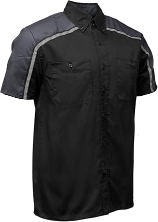 Mens Classic Two-Tone Button up Industrial Work Mechanic Heavy Duty Short Sleeve Shirt Variety of Colors