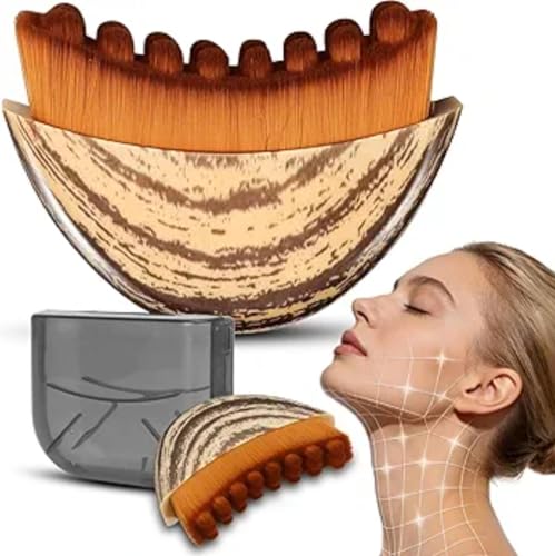SHAYOXA Contour Face Brush,Lymphatic Drainage Massager for Chin & Jawline,Ultra-Soft Bristles Suitable for All Skin Types,Portable Ergonomic Beauty Tool with Travel Case