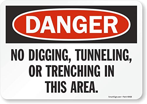Étiquette Danger No digging tunnel trenching vinyle auto-adhésif