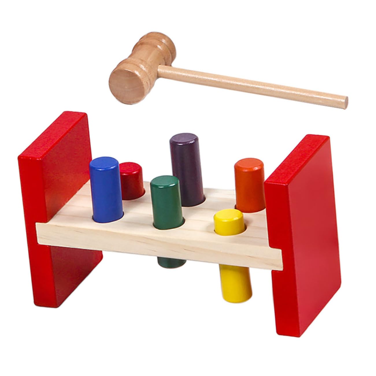 Sosoport 1 Set Wooden Pounding for Hand Eye Coordination Early Education Cognitive Development and Safe Material Recognition Activity