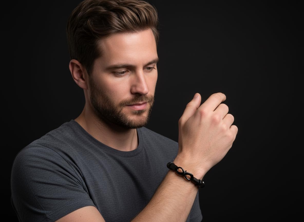 Men’s Leather Bracelet – Stainless Steel Clasp, Adjustable Wrap Design, Stylish Jewelry Gift for Him - Image 4