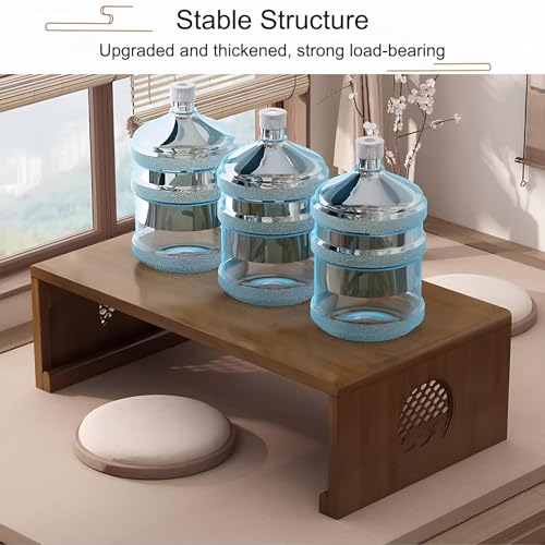 Table de sol japonaise pliable en bambou naturel - table basse de salon de thé