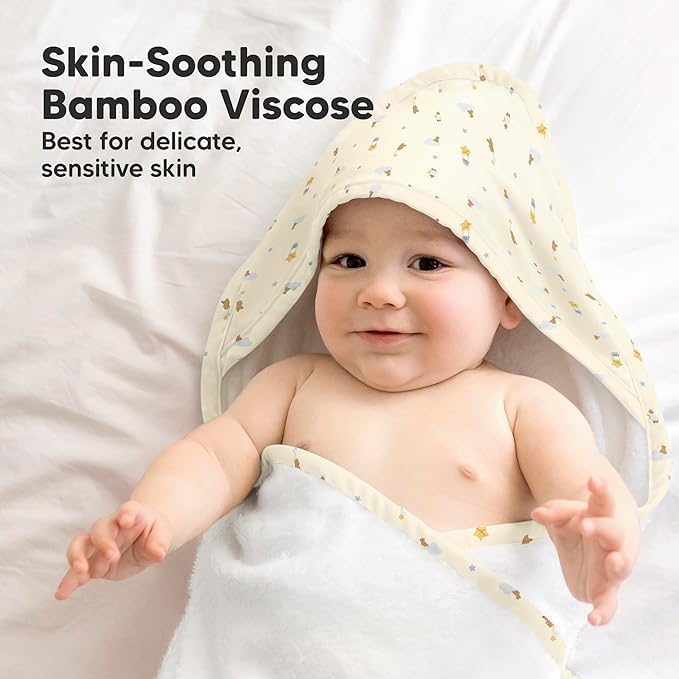 Image of KeaBabies Hooded Baby Towel for Newborn, Baby Bath Towels (Dreamers, 35x35)