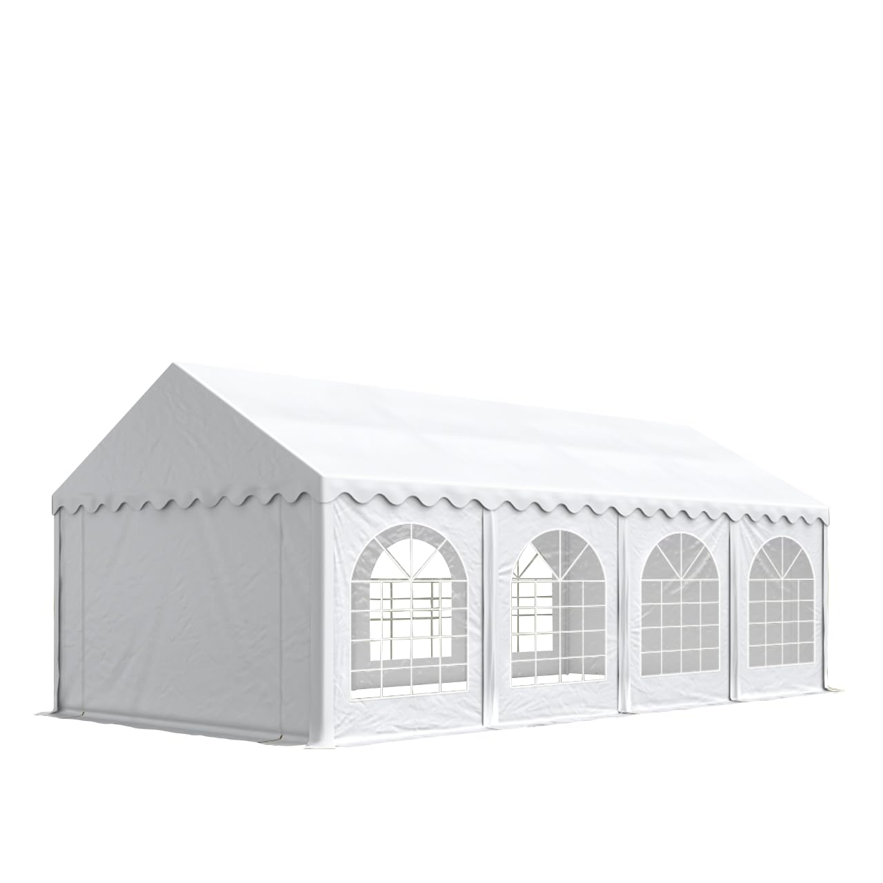Tente Barnum de Réception 4x8 m Bâches PVC 750 N Blanc Cadre de Sol Jardin