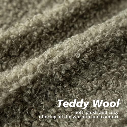 Image of Foindtower Set of 2 Curly Teddy Wool Pillow Covers Decorative Boucle Textured Lumbar Throw Pillow Faux Fur Pillowcases Sheepskin Cushion Case for Sofa Bedroom Car 12 inchx20 inch Sage Green