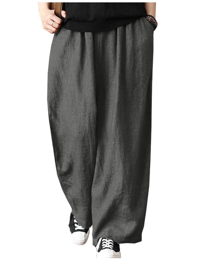 SCOFEEL Women's Cotton Linen Pants Wide Leg Oversized Harem Casual Loose Trousers Pants