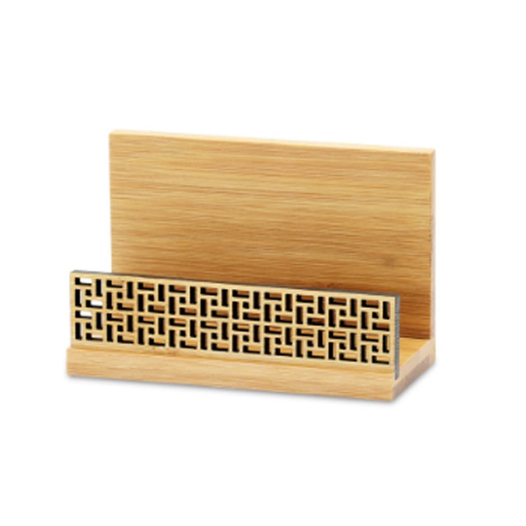 MOBYGKFY Business Card Case Log Solid Wood Desktop Storage Wooden Holder Office Supplies