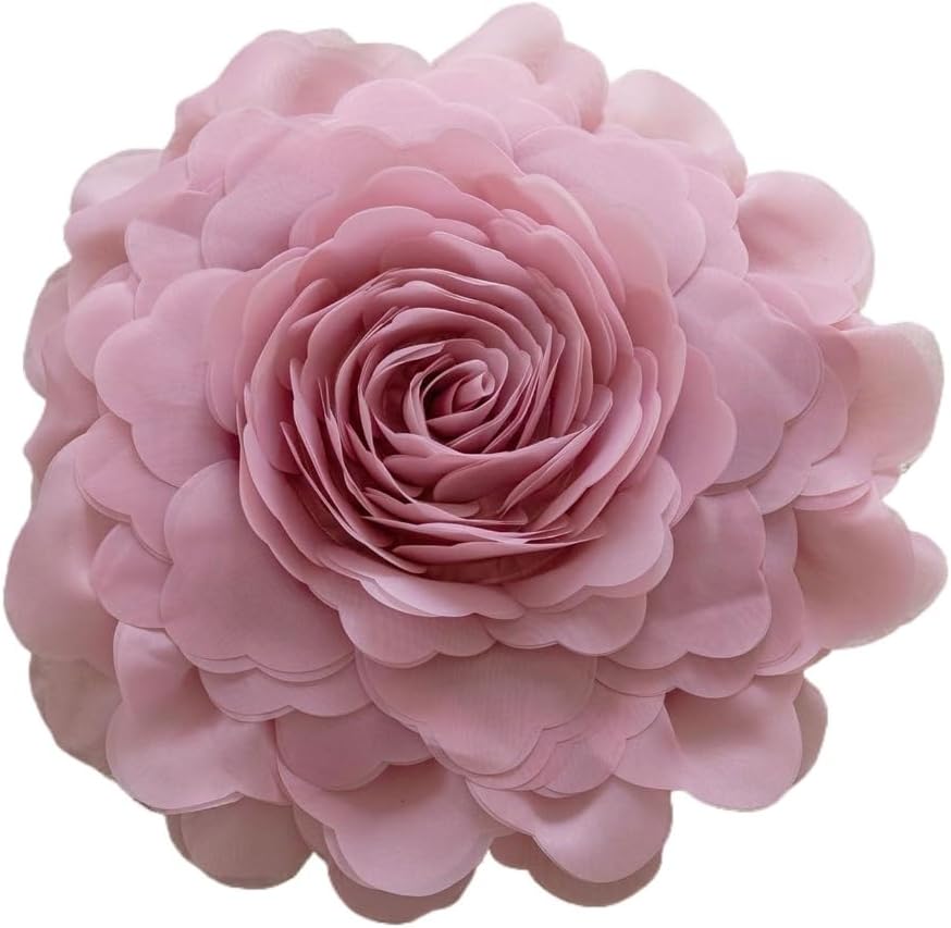 Rose Flower Round Throw Pillows Cover, Handmade Pillowslip Decoration Cushions for Living Room Sofa Bed