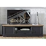 Lomadox TV-Lowboard groß im Landhaus Design Dekor Graphit und Artisan Eiche